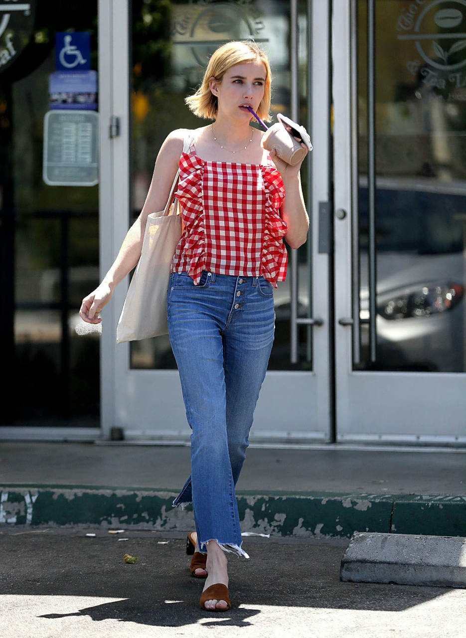 emma roberts夏季外出穿搭,小个子穿搭天花板