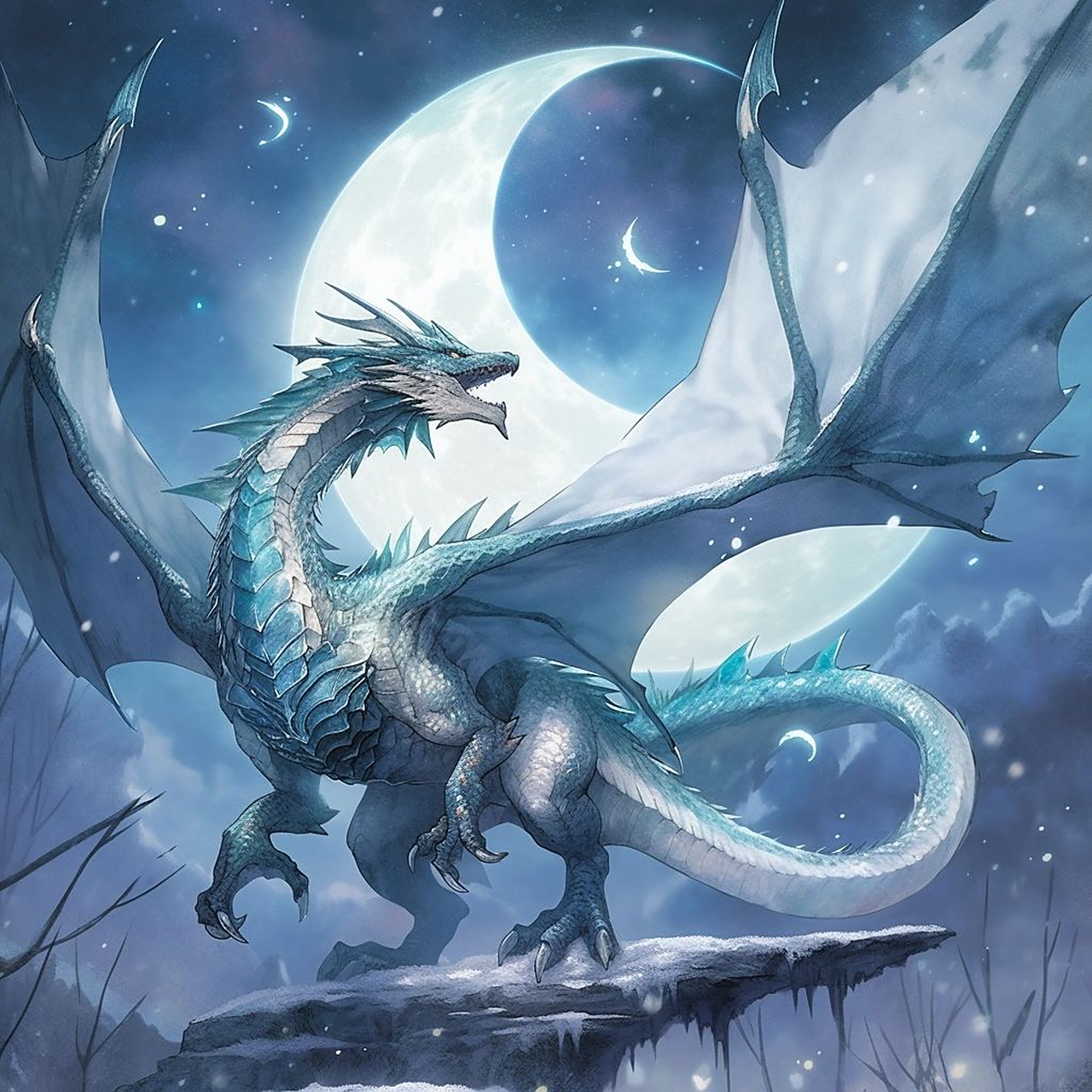 这是天界霜翼龙,一只冰雪辉煌的威严之龙.