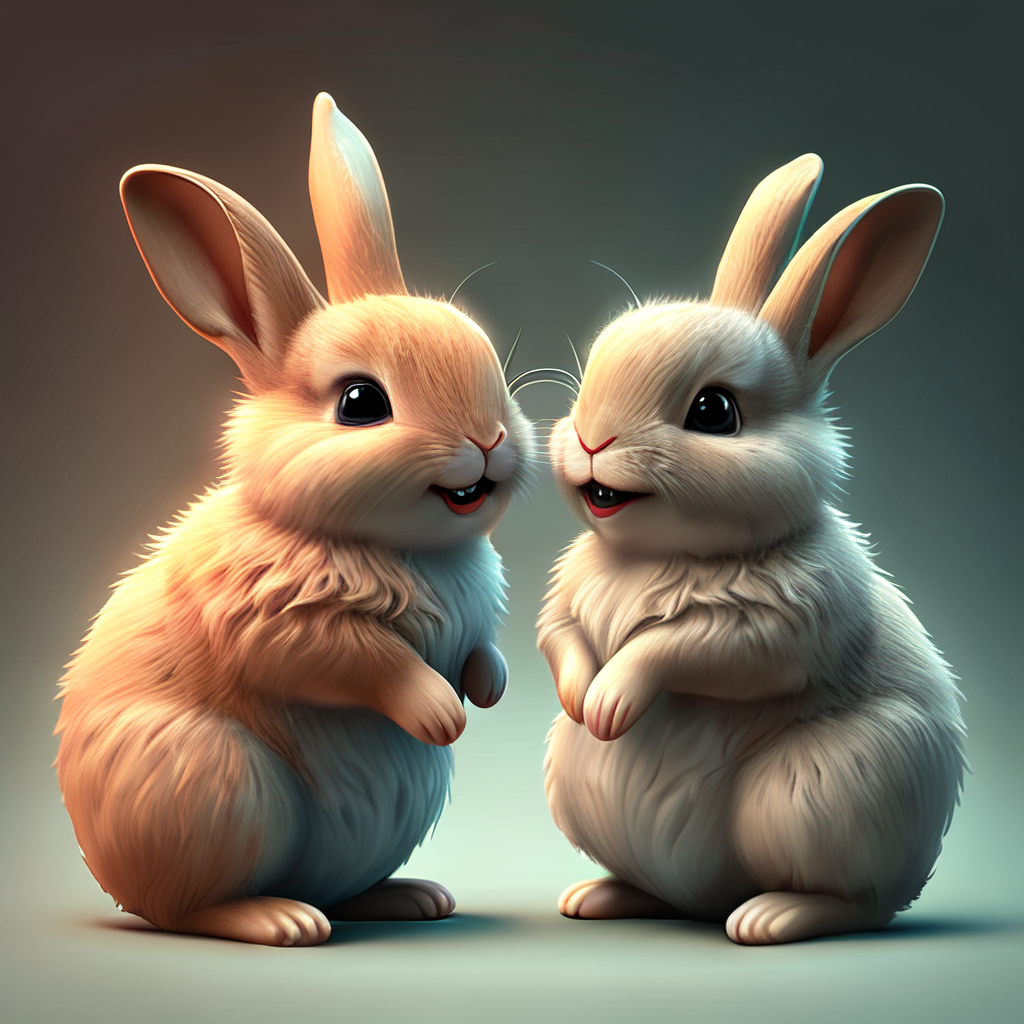 可爱的小兔子们在说着什么事情呢?