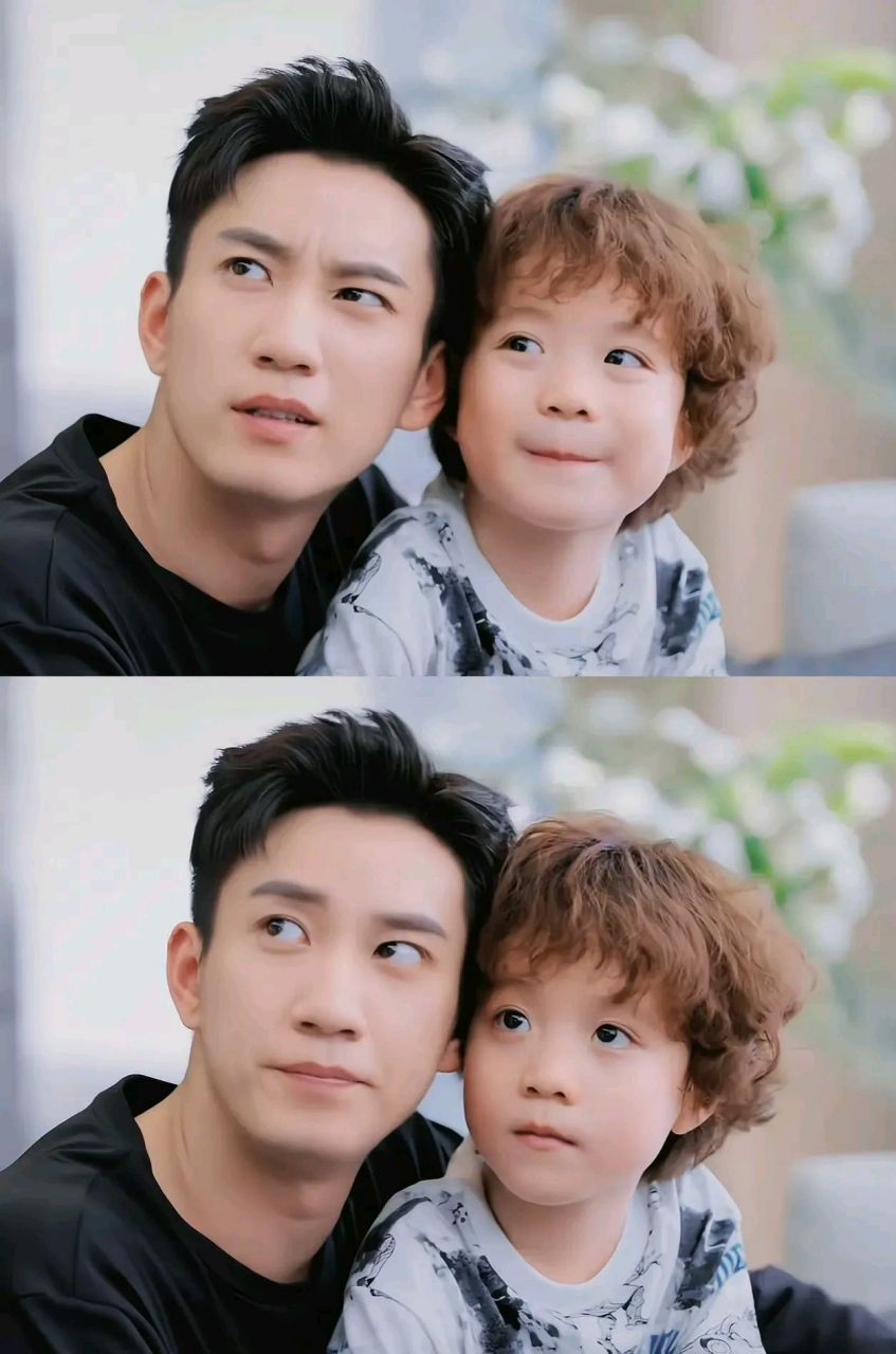 全全小朋友和王子奇长得太像了,连小表情都一样,不知道的还以为是亲