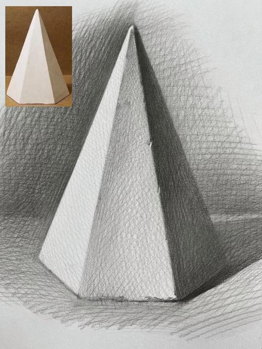 素描基础知识,六棱锥 适合零基础画的几何体