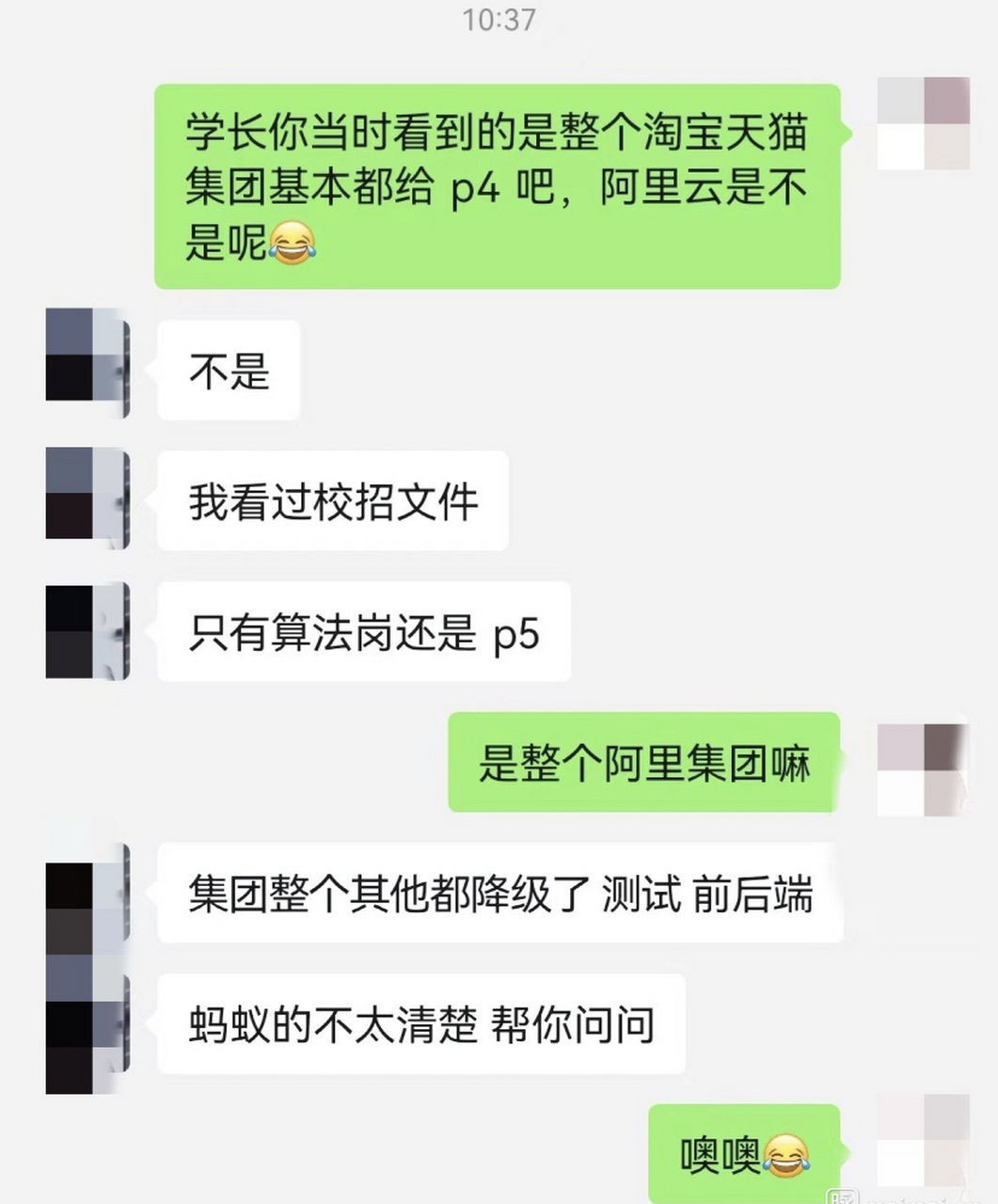 只有算法岗位是p5 ,而往年基本都是p5起步,这么做是为了为了缓解阿里