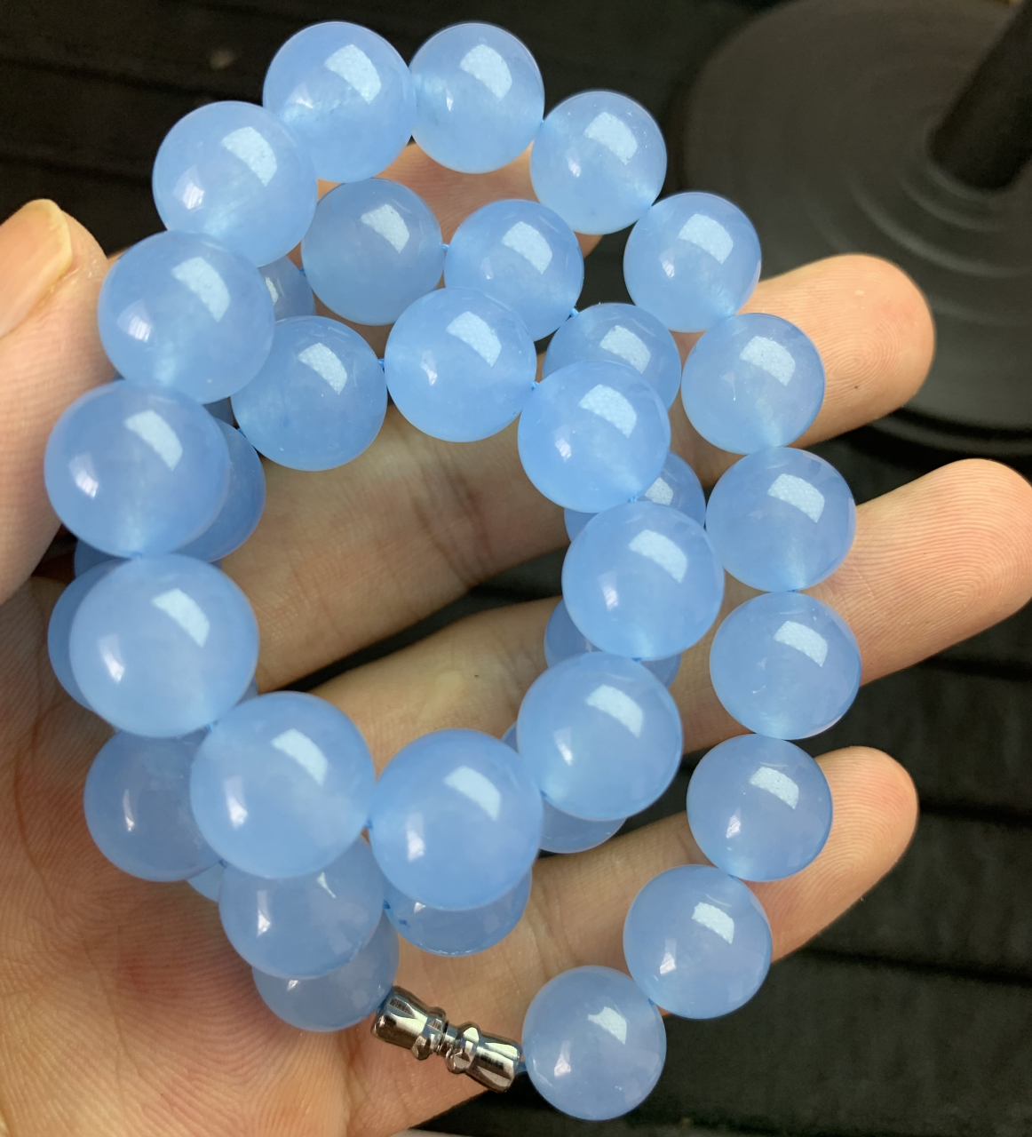 直播间买的海蓝宝项链复检为染色石英岩!