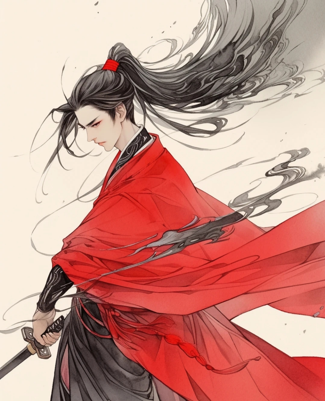 红衣少侠,手执一剑闯荡江湖,氛围感绝了!