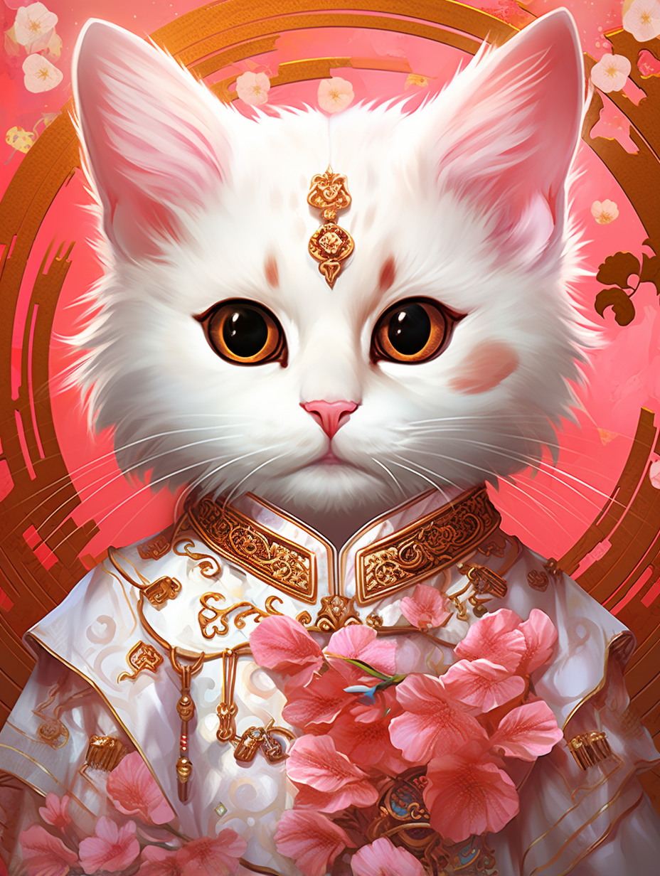 古装小猫咪可做头像壁纸背景图