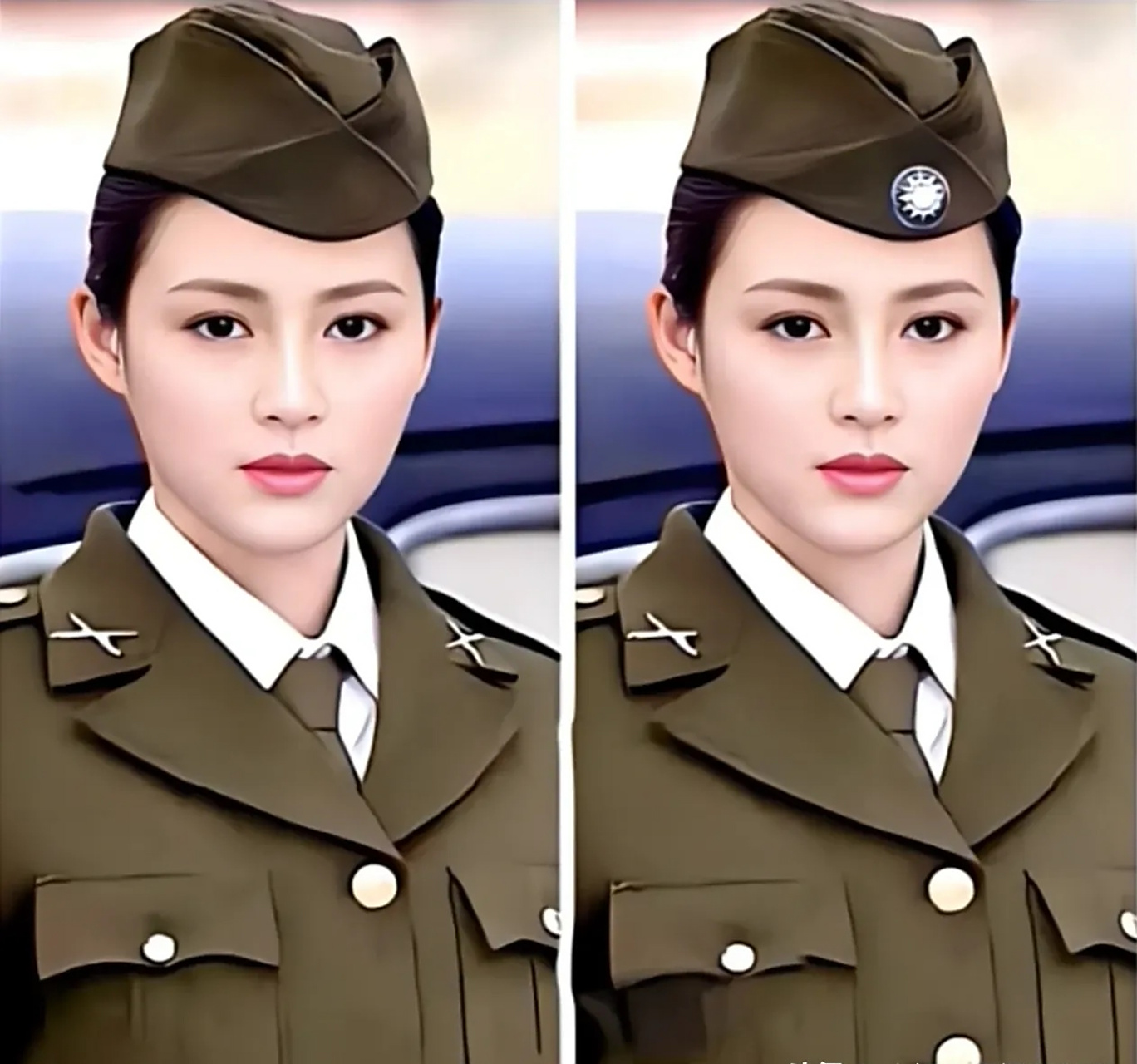 考眼力找不同: 小姐姐长得很周正, 图中左右两边共有10处不同, 找到5