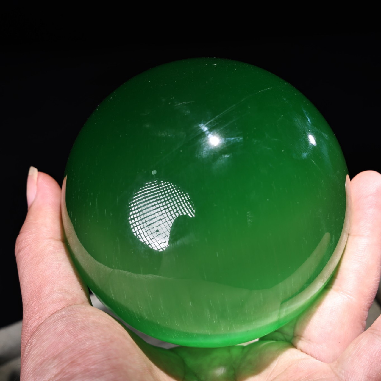 旧藏下乡收清代宫廷御藏极品罕见绿包大猫眼石球一颗 品相保存完好