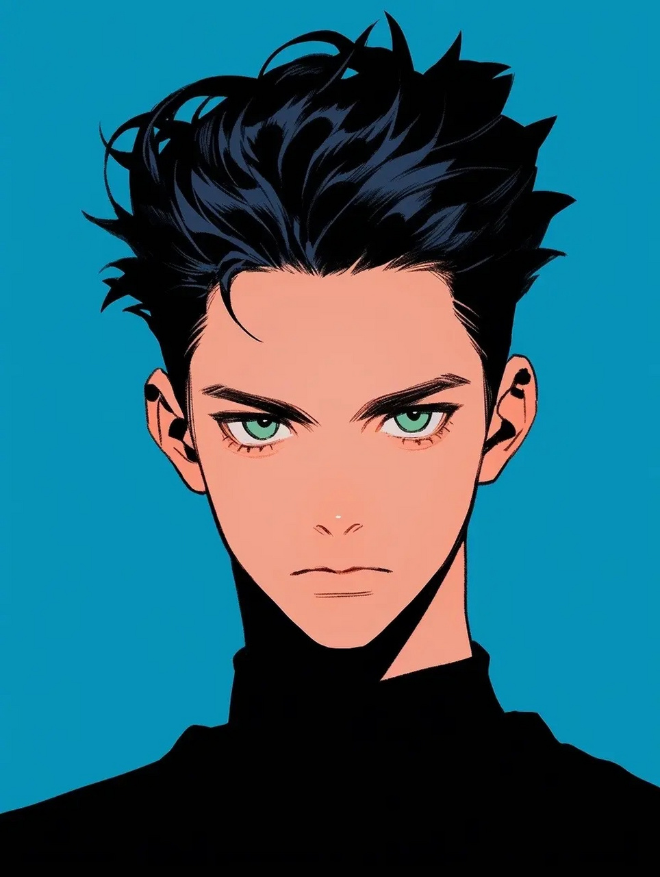 蓝色简约男生头像