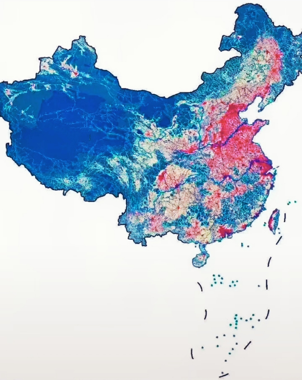 中国人口密度分布图