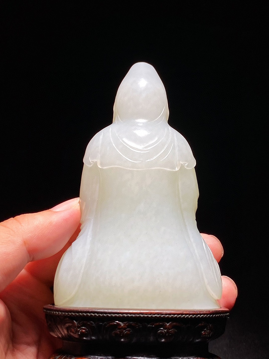 清乾隆 和田玉籽料 白玉 净瓶观音 佛像 摆件