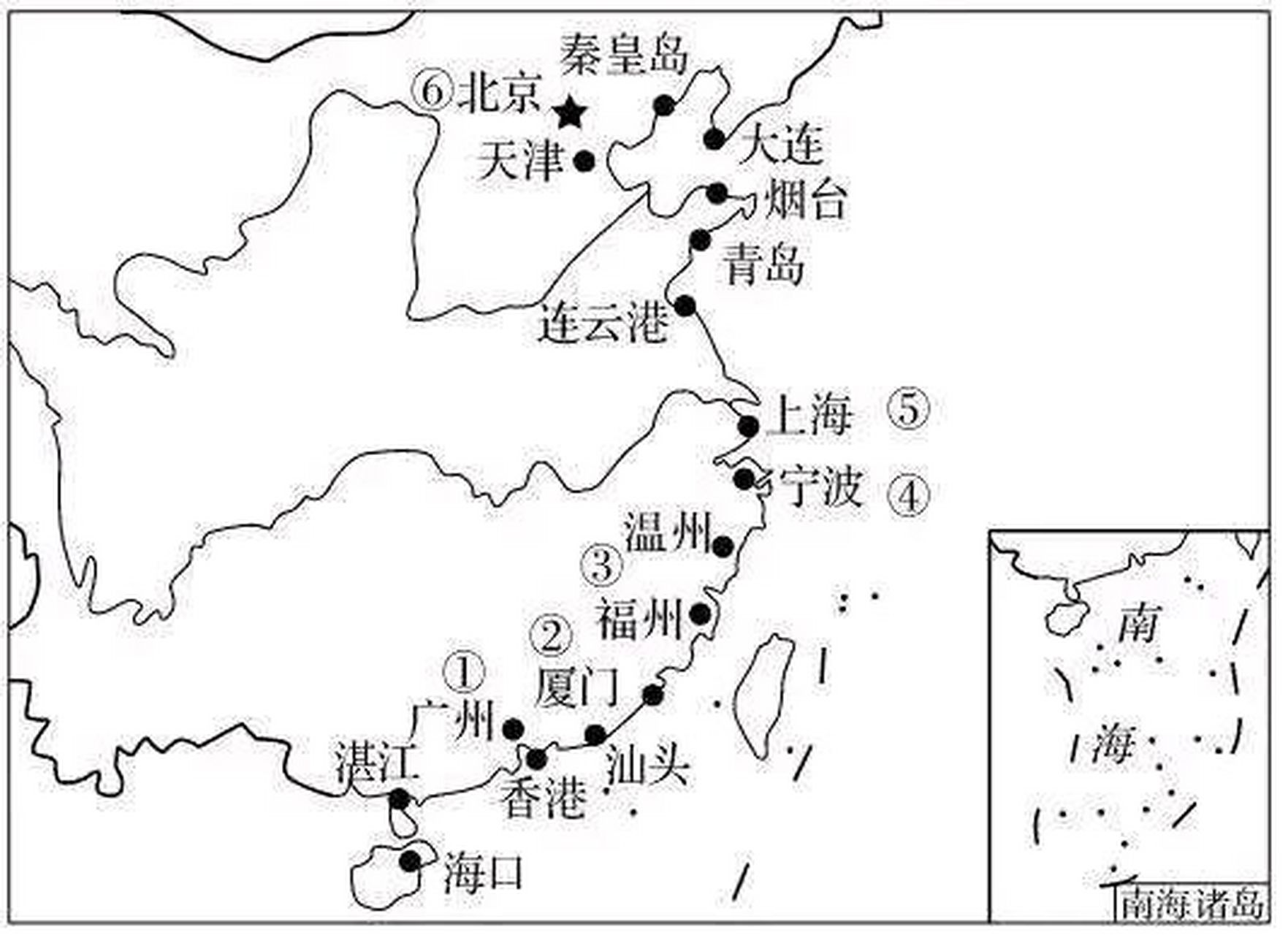 14个沿海开放城市地图图片