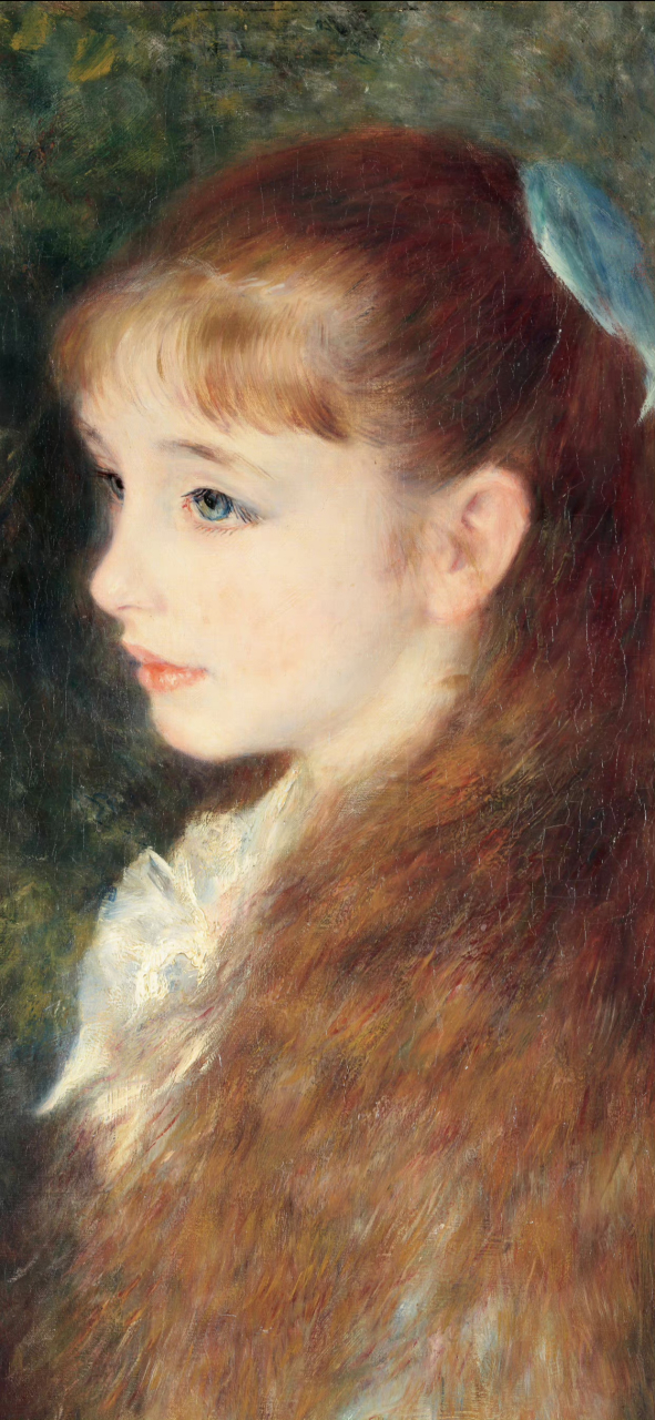 雷阿诺《小艾琳的肖像》,自然和谐的笔触,耀眼的光斑,堪称人物肖像