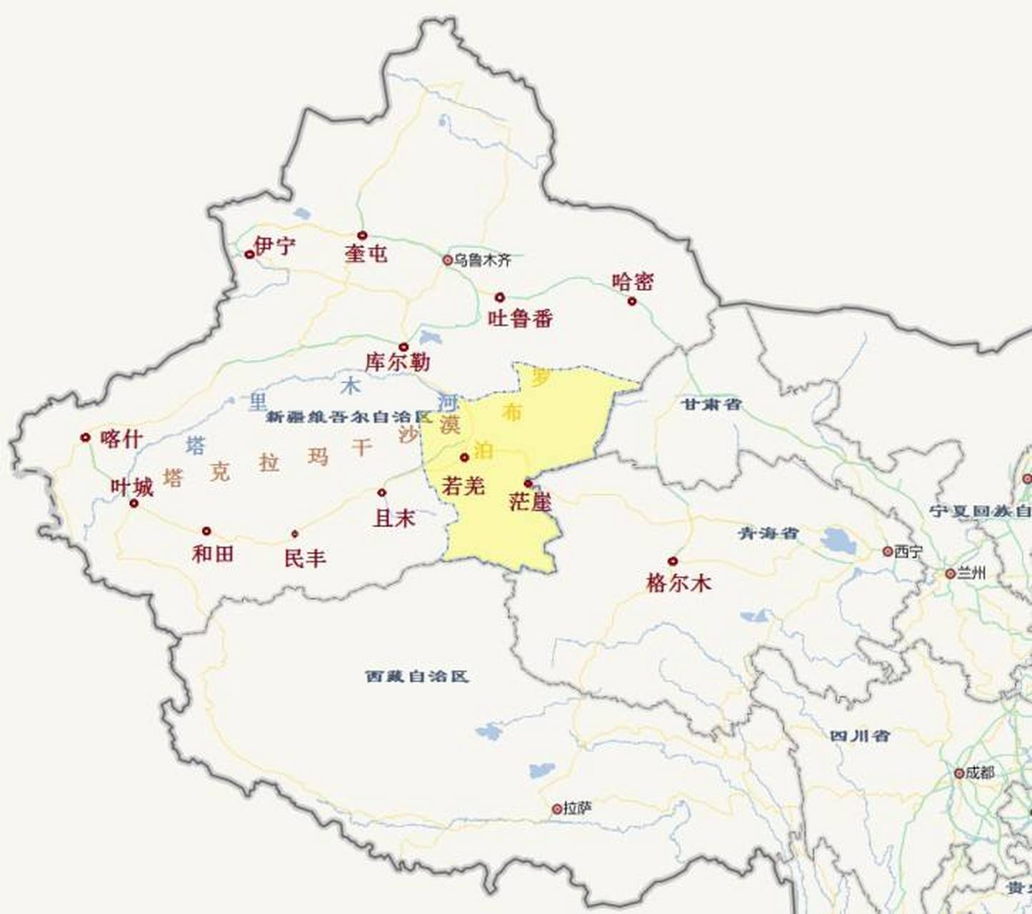 中国行政面积最大的县是新疆若羌县,面积达20.2万平方千米!