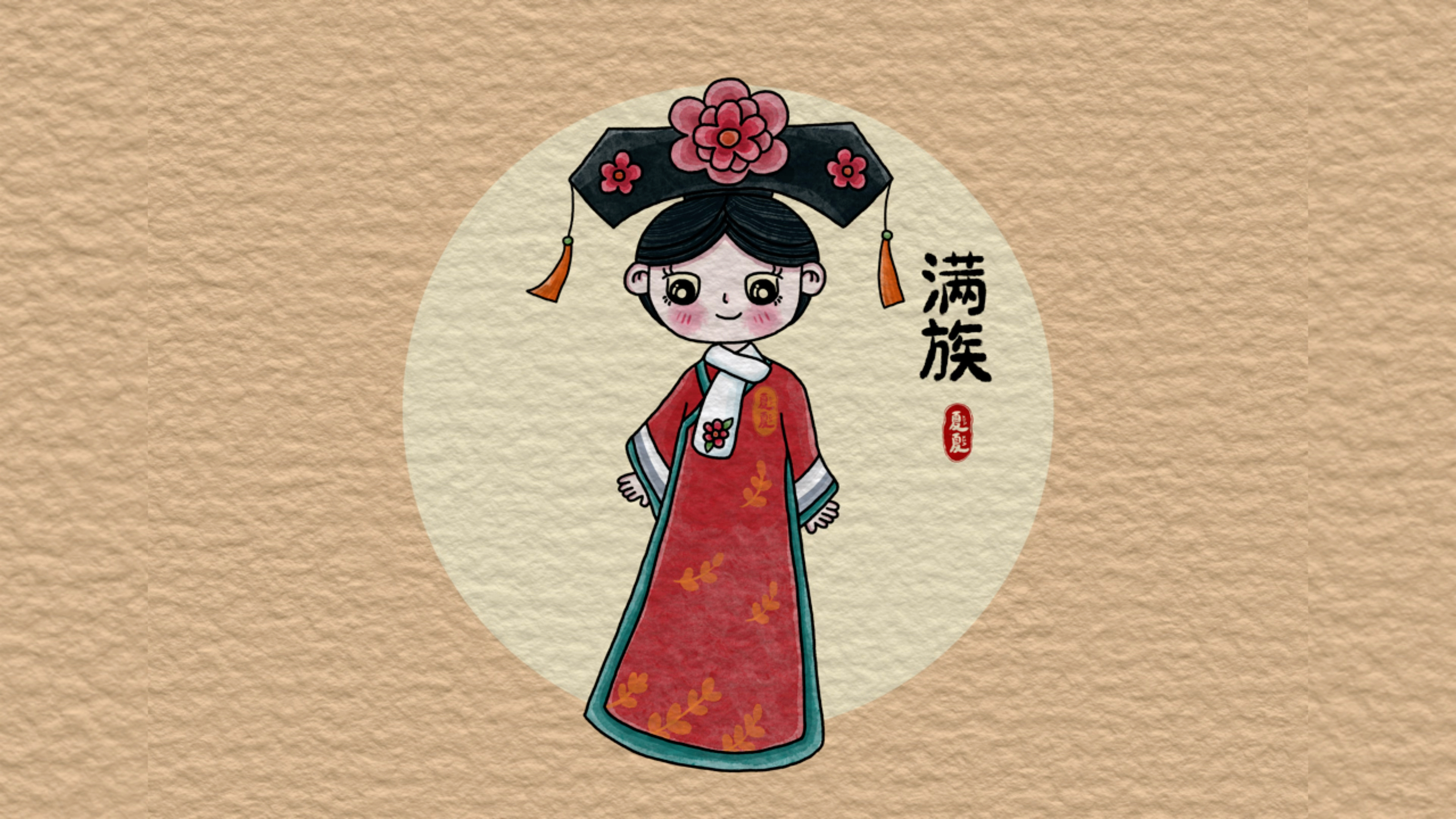 简笔画五十六个民族满族