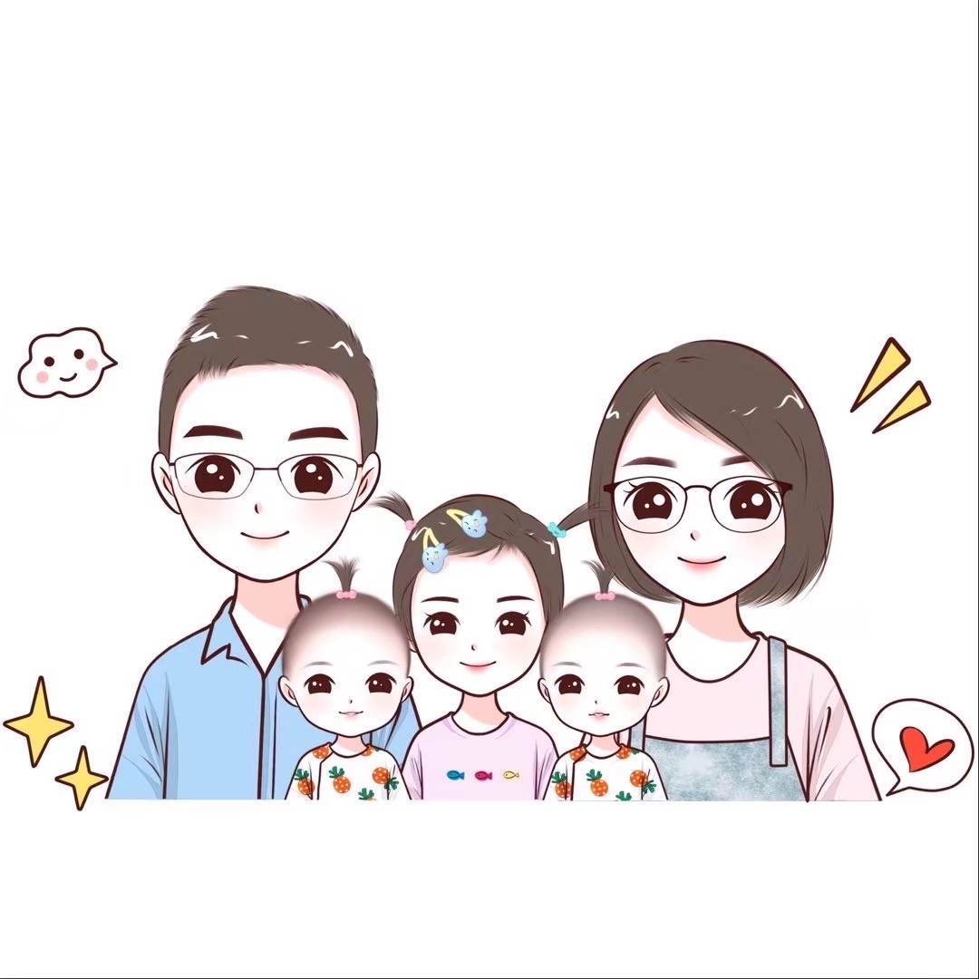 年味十足的全家福图片,一家五口动漫头像,满满的仪式感