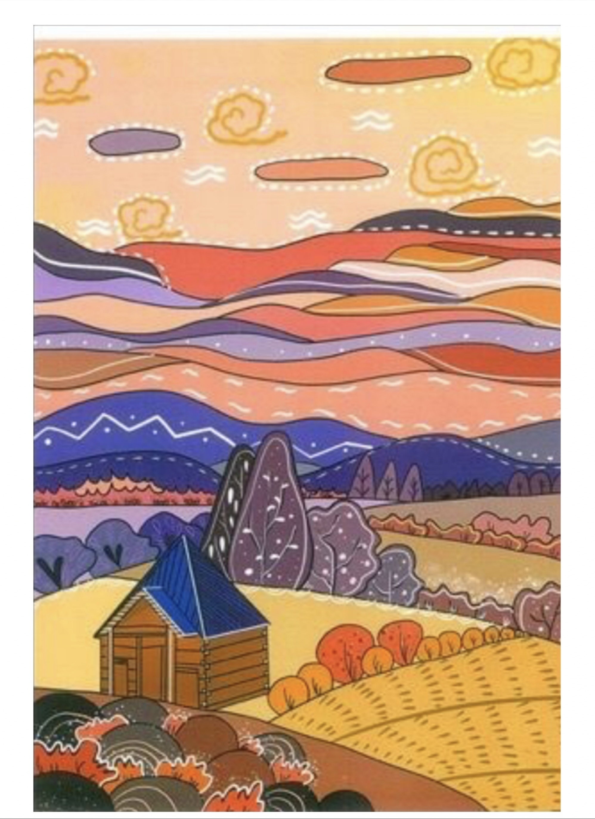 手绘儿童装饰风景画