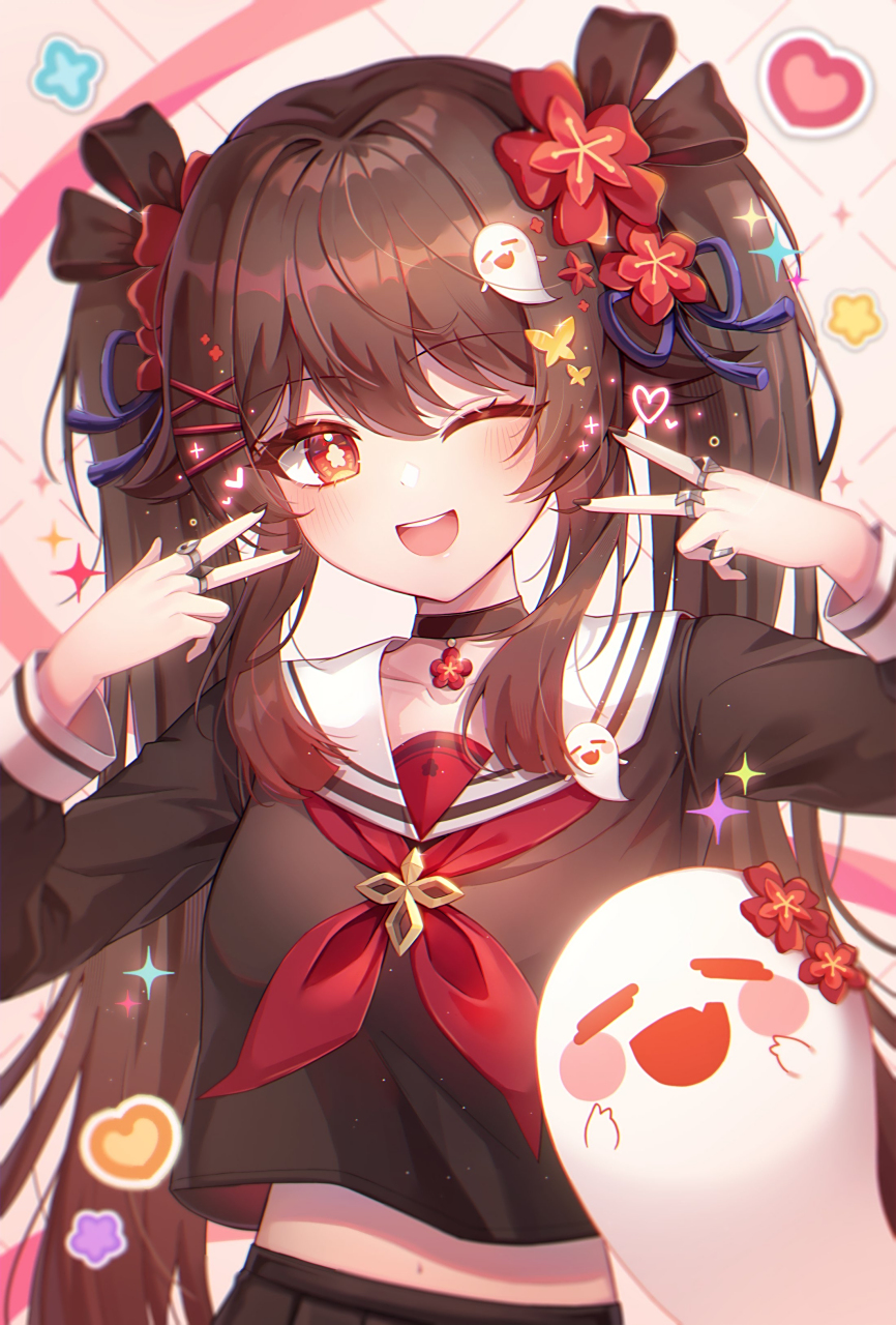 调皮的胡桃也能变得很可爱呢[awsl]#原神#  画师:hayun