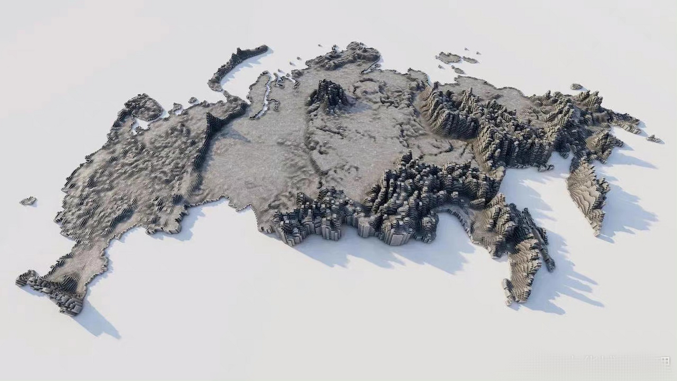 俄罗斯3d立体地形图 俄罗斯有着全球最广袤的国土,叶尼塞河将国土分为