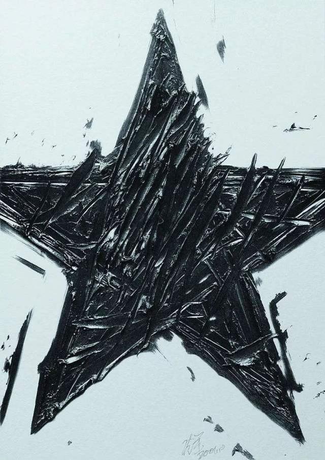 冷军画了两颗白色五角星,卖了230万,放大5倍后,专家:这不是画