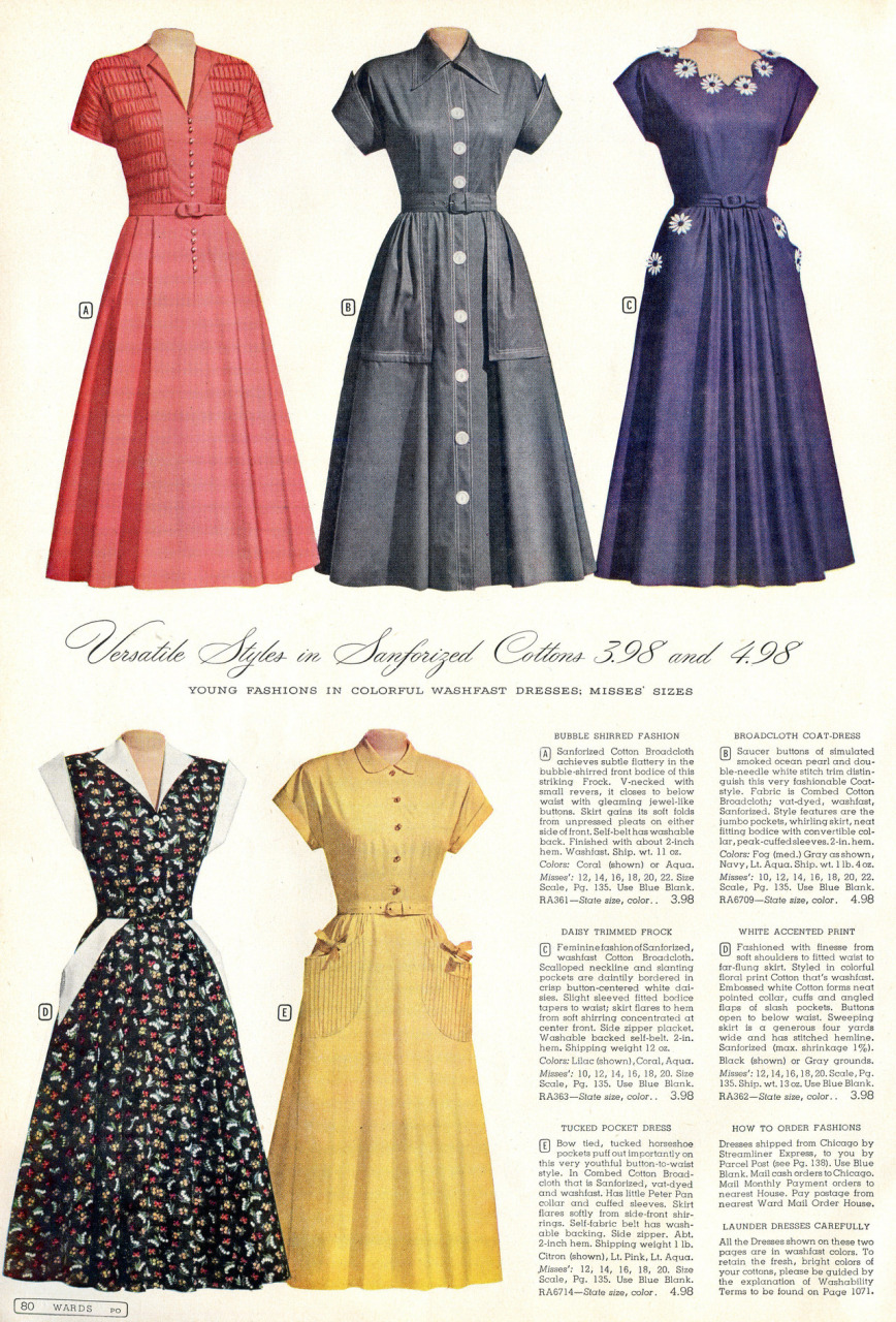 五十年代初,美国montgomery wards商店服装商品目录.