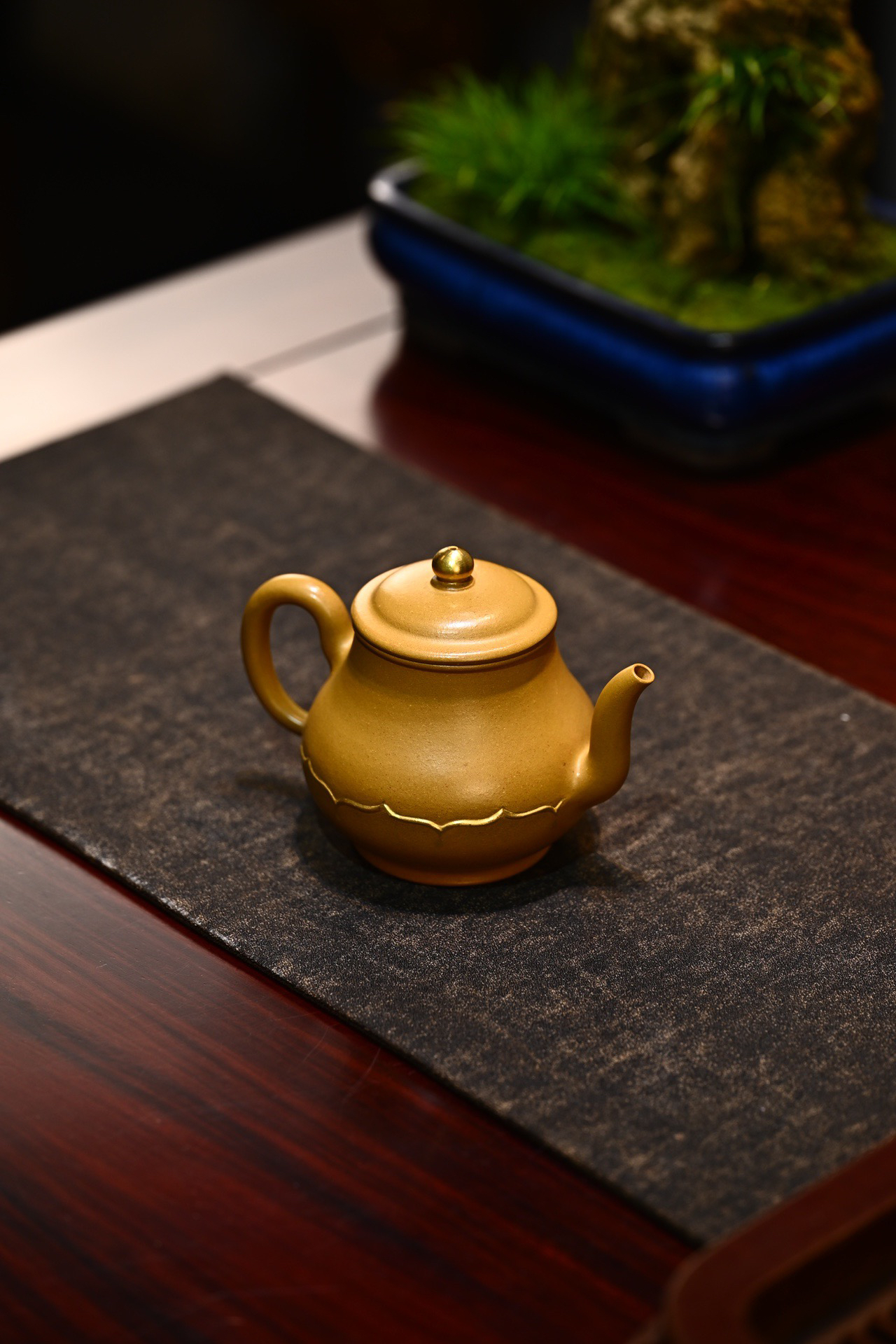 宜兴紫砂壶马吉全手工禅莲原矿黄金段