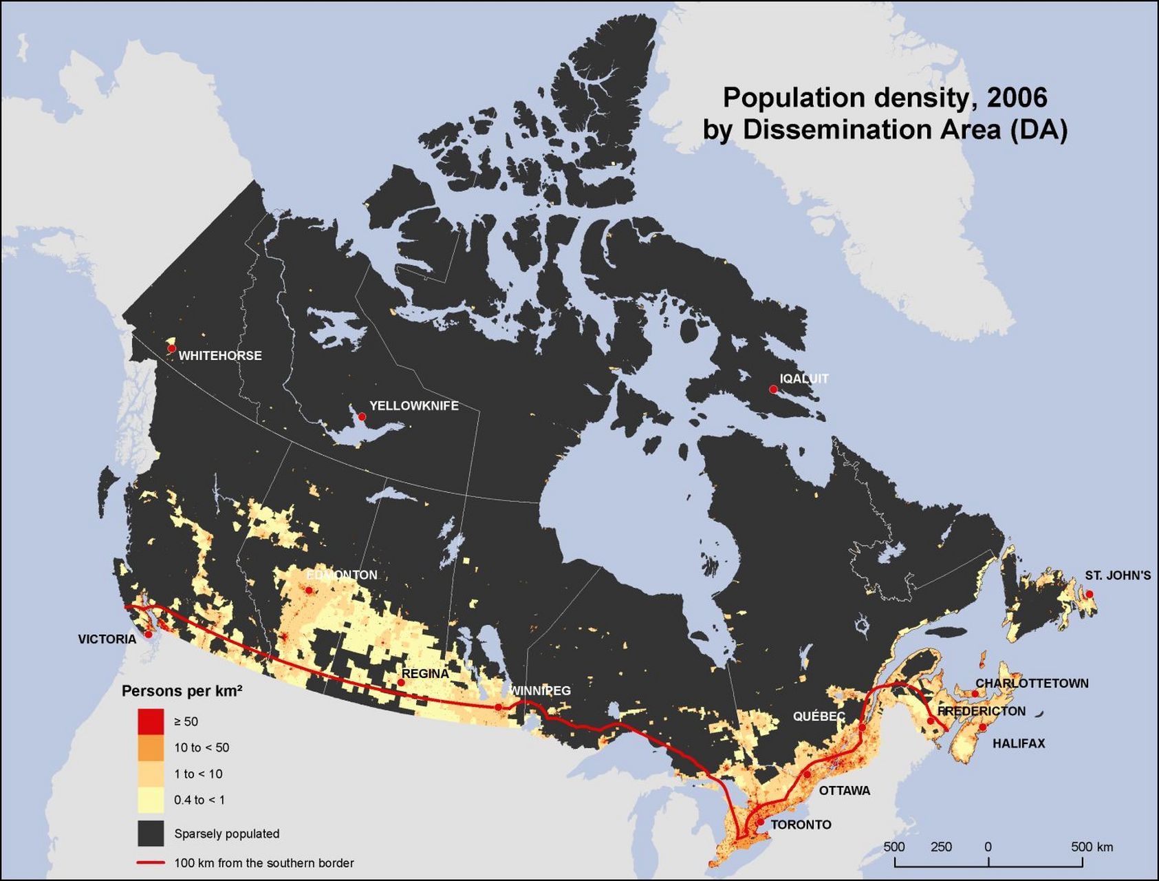 加拿大人口分布地图图片