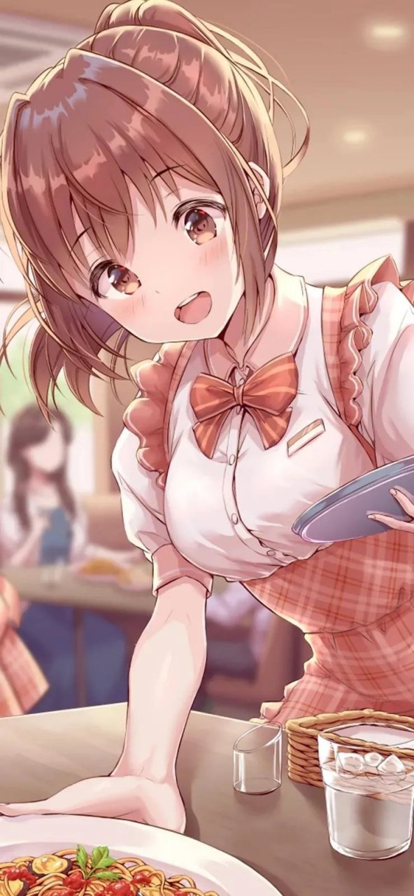 这个上菜的服务员小姐姐,看起来真的好甜!#二次元