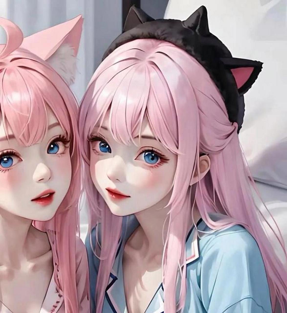 粉色发系和白色发系对比,哪个更好看?#二次元# #二次元美图