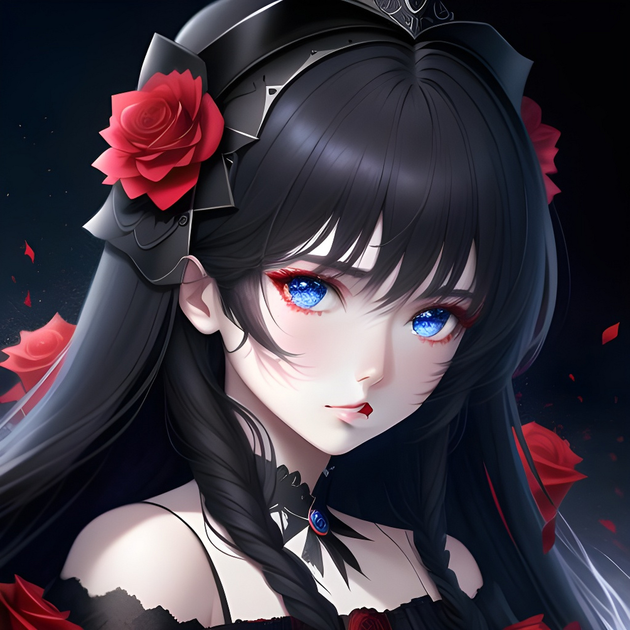 暗黑系玫瑰女孩头像[比心][比心] #头像# #二次元美图#  #百度ai绘图