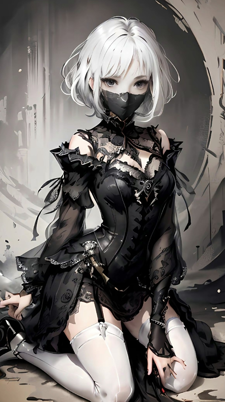 二次元动漫美女黑色系天使