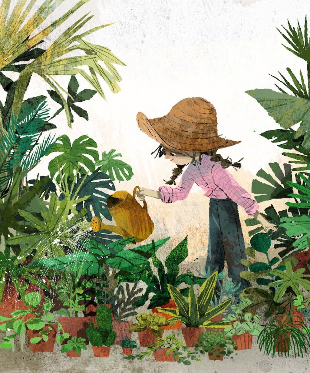 一组生机盎然的绿色插画