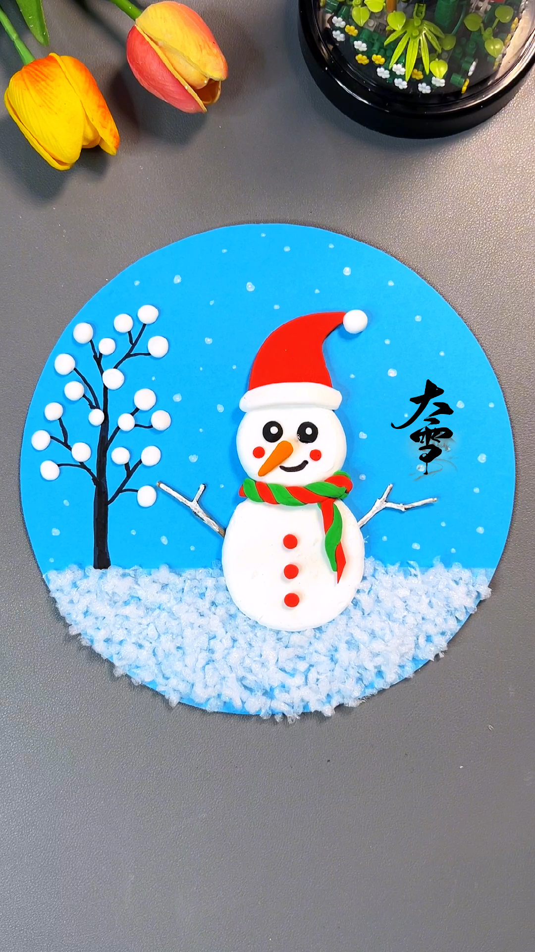 用水果网我就可以做一个简单有趣的大雪手工画啦,简单有趣.