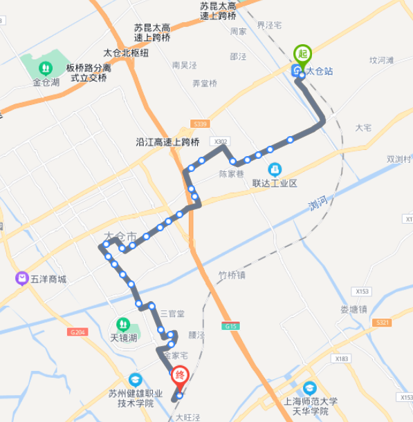 江苏太仓火车站途经公交车线路乘坐点及其运行时间