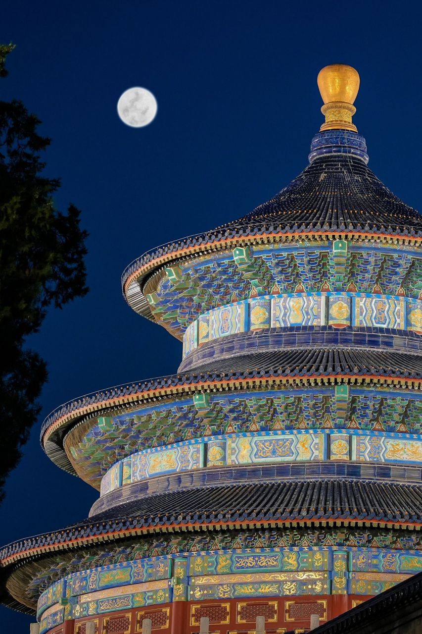 北京天坛美丽的夜景