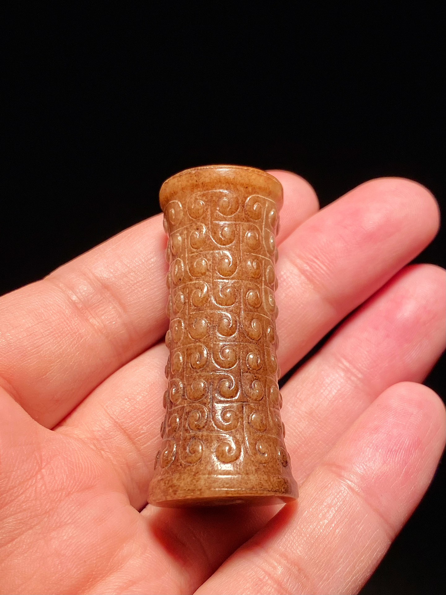 战国 和田玉籽料 谷纹 束腰勒 玉勒子 挂件 把件