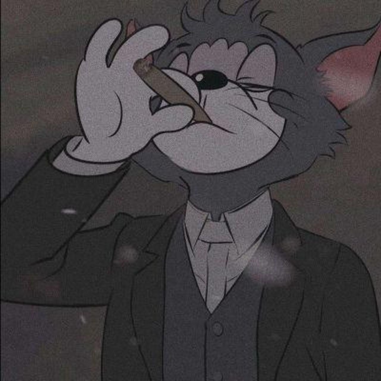 可以做头像的身穿黑色西装的抑郁的汤姆#汤姆猫# #抑郁