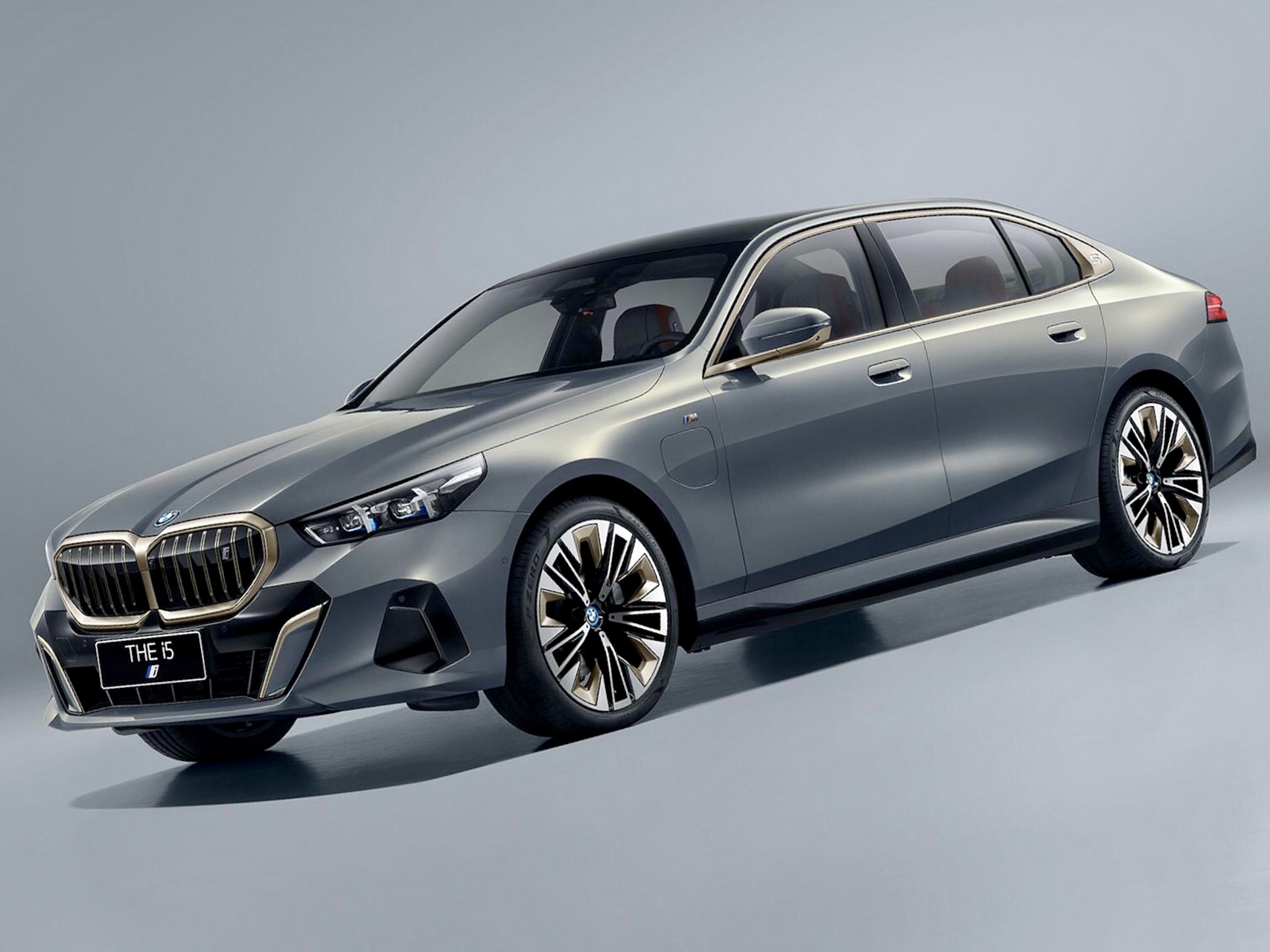 全新宝马5系新能源,铜色窗框,铜色进气格栅框,铜色轮毂点缀