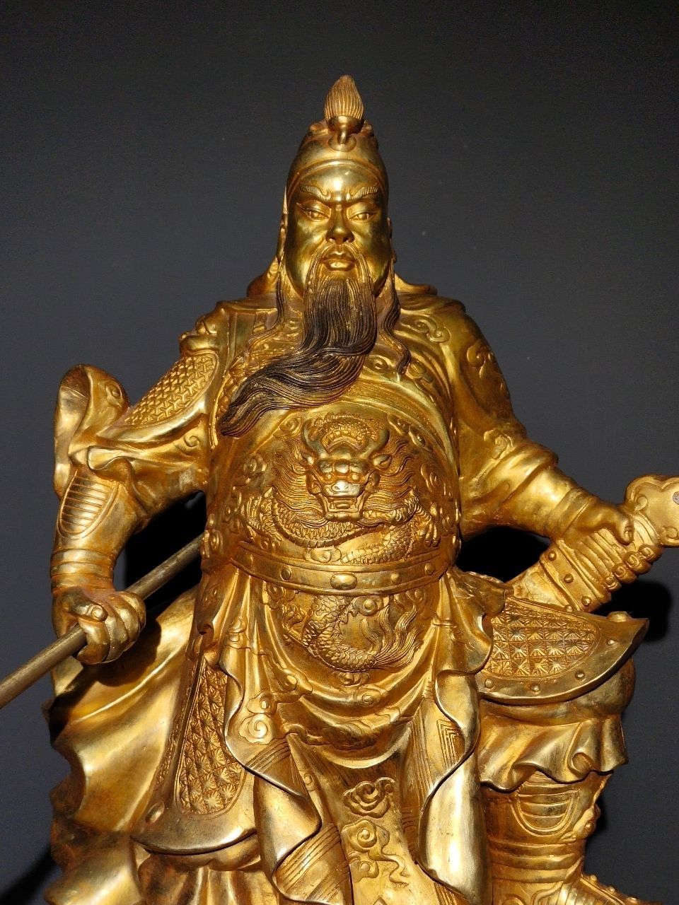 铜鎏金佛像  忠义千秋关二爷武财神关公一尊  恭请供奉佛像摆件 高63