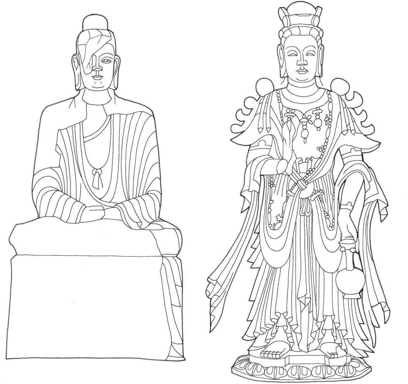 河南洛阳龙门石窟古阳洞主佛与左胁侍菩萨(北魏,6世纪初)#传统文化