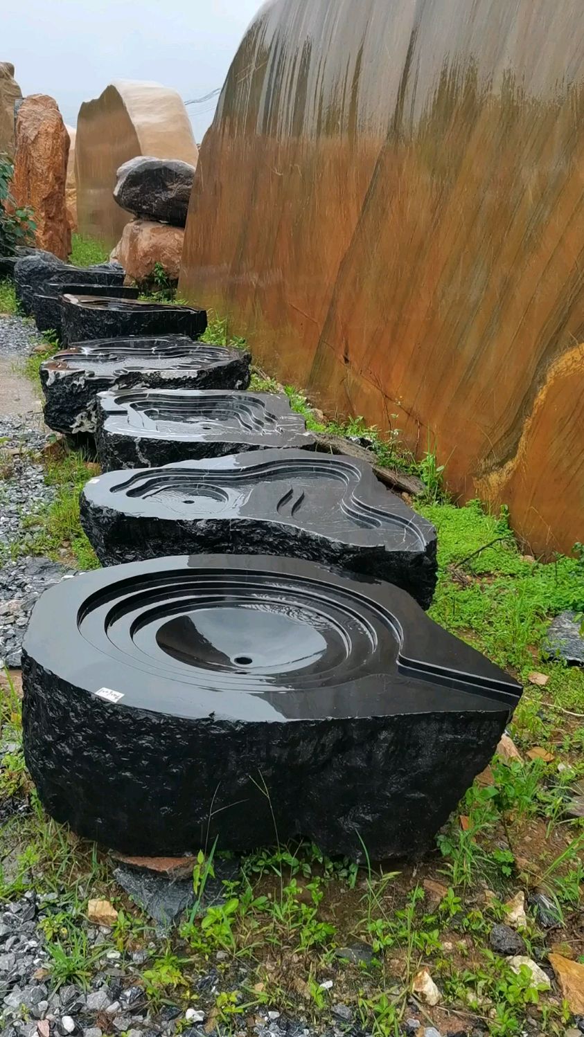 广州黑山石水钵流水瀑布