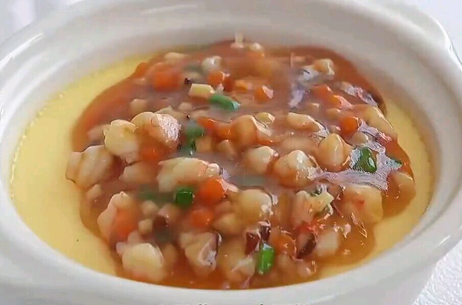 教你做虾仁打卤鸡蛋羹,鲜香嫩滑,好吃到飞