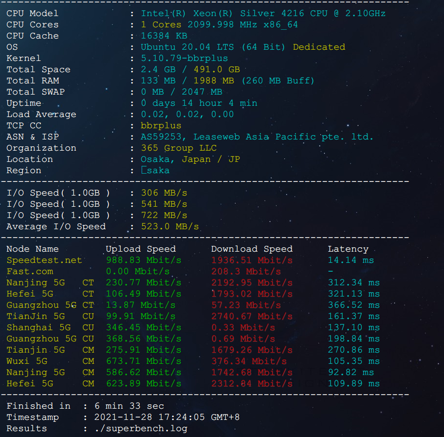 [特价VPS]  出绿云的新加坡DC2·500G大盘鸡