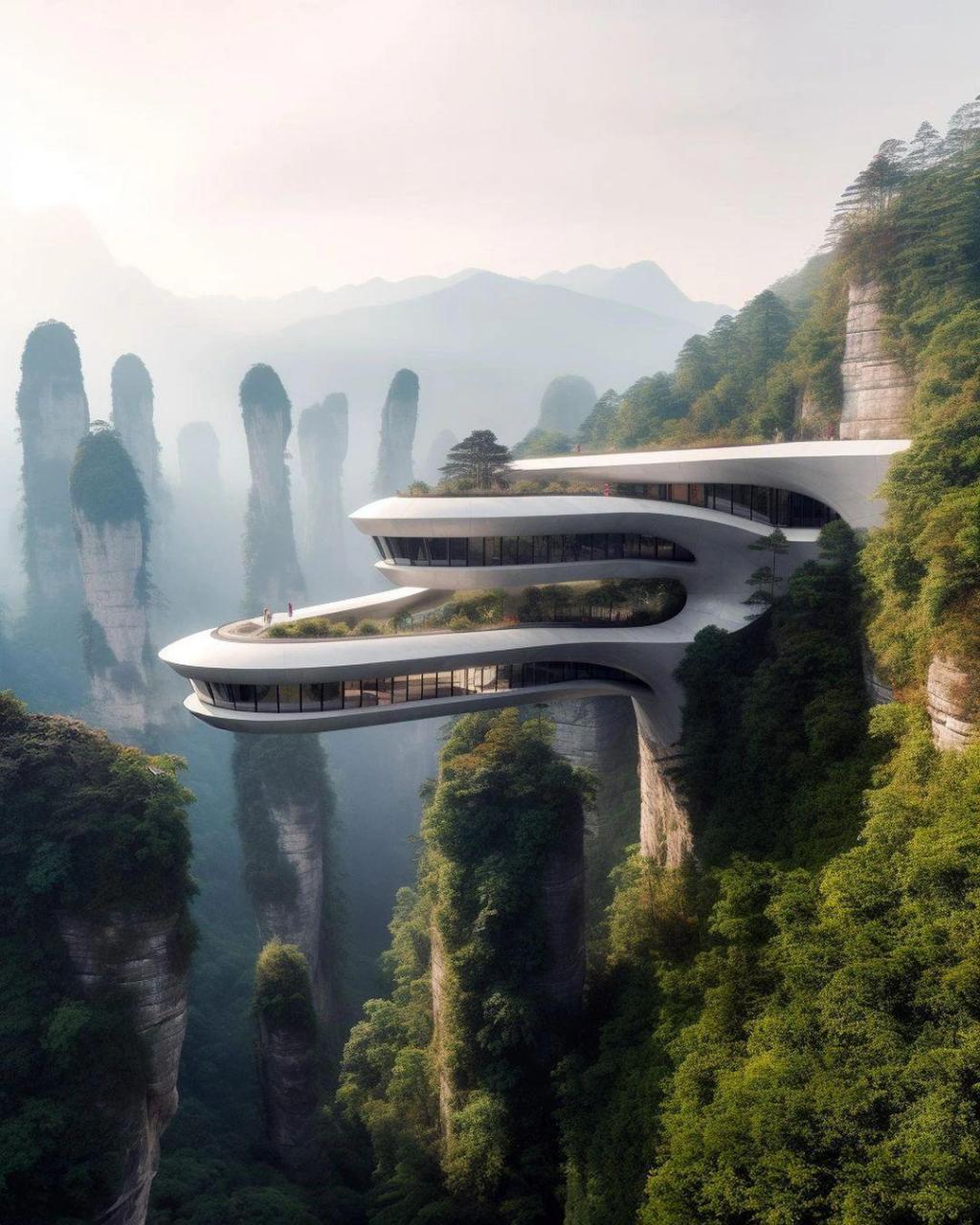 未来科技与自然完美融合的建筑.