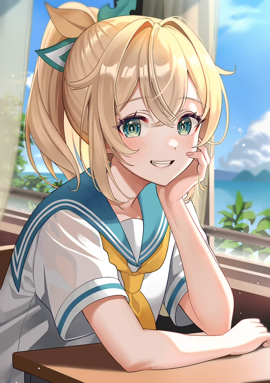 上课时在傻笑的女孩[开心]#二次元#  画师:イマフク