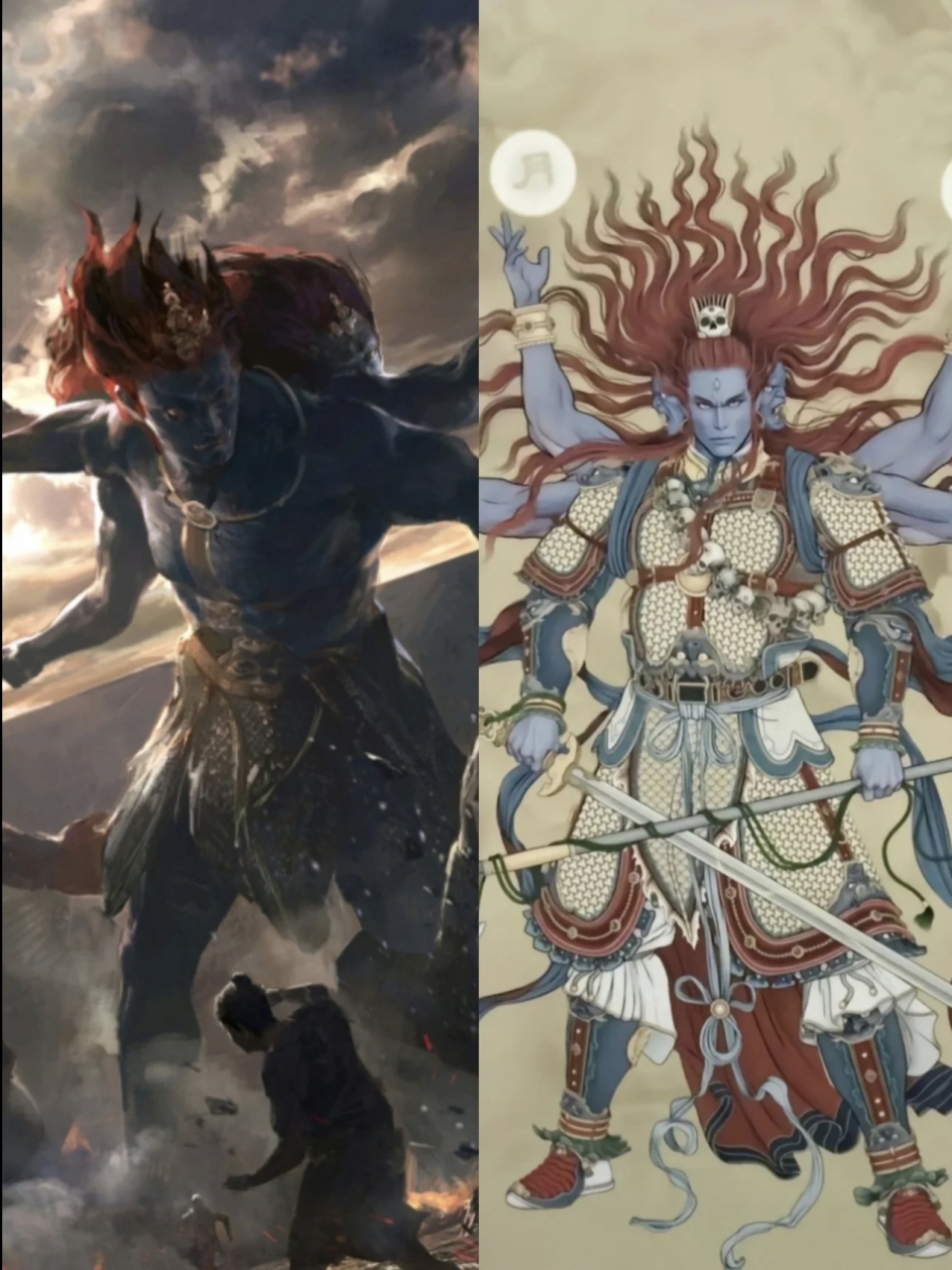 太子殷郊是一位魁梧的男子,如同天上降魔主,真是人间太岁神,身形高大