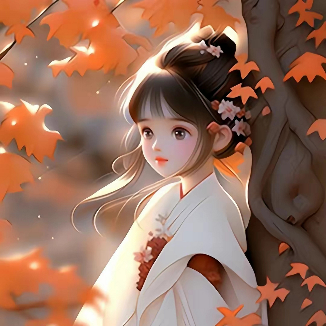 女生头像,秋景宜静美,秋韵入诗香