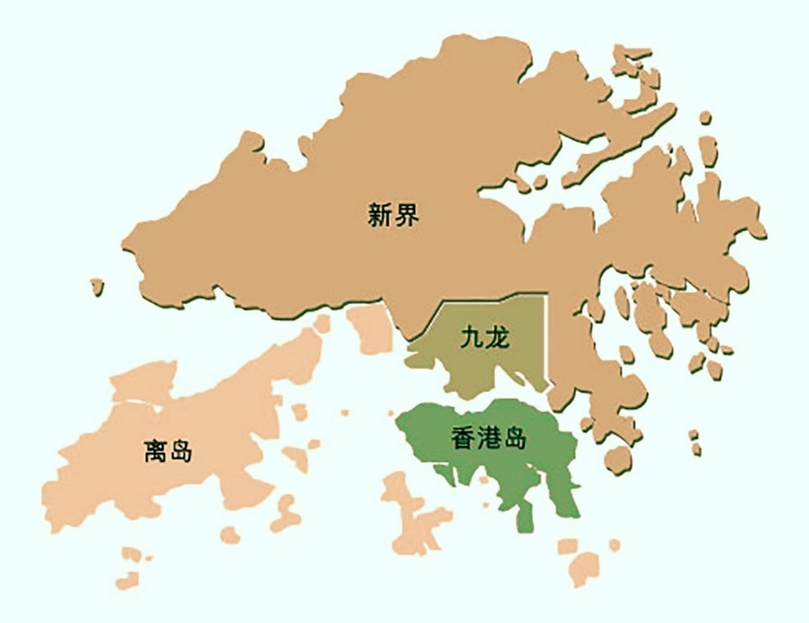 香港主要包括香港岛,九龙,新界几个区域,以及周围262个岛屿#动态