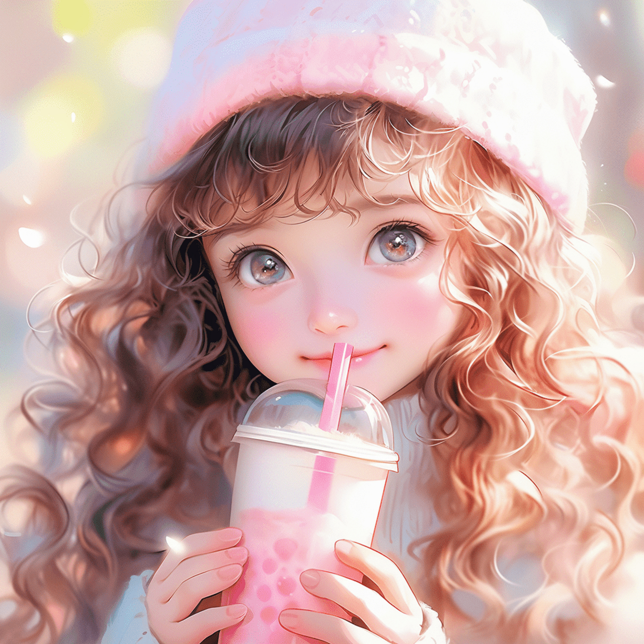 真的超爱这组萌娃喝奶茶的头像,可可爱爱,秋冬氛围感拉满～#萌娃# #我