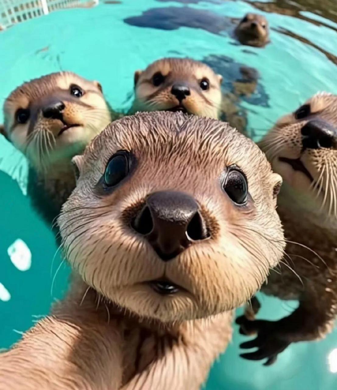 当水獭学会自拍,这角度怎么样?#搞笑萌宠