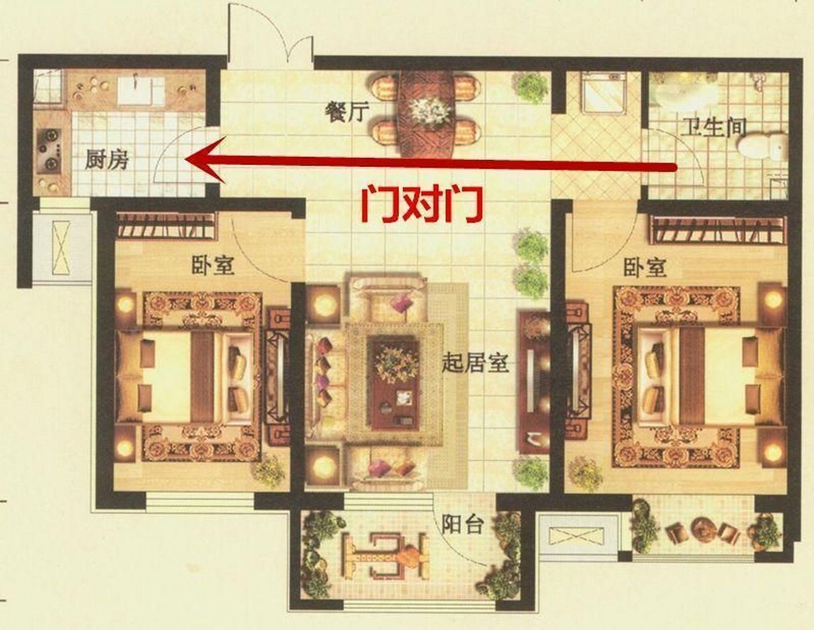 71#李理谦# 家居风水中常见的各种门对门的情况 1,厕所门不与住宅